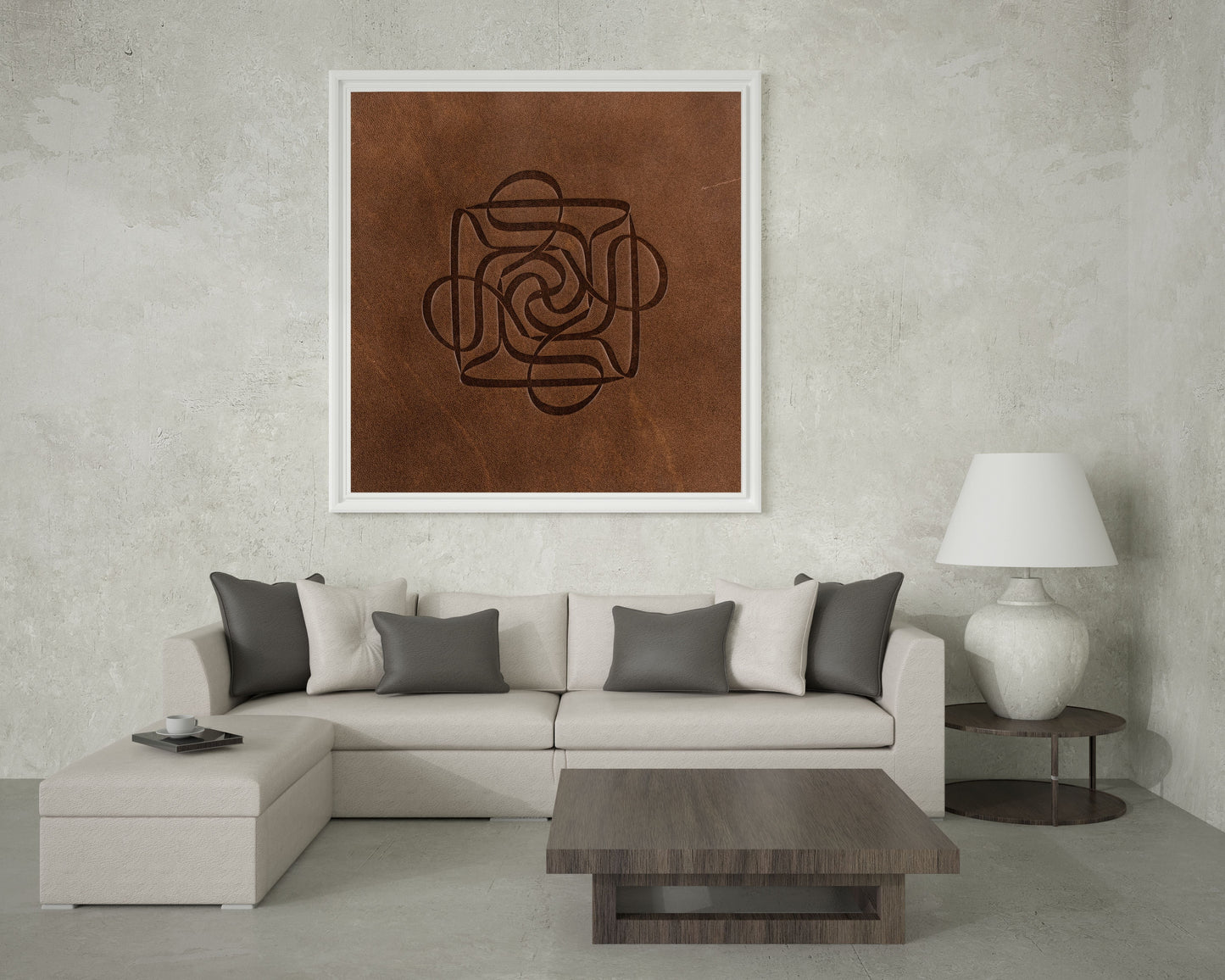 Dört Ali Kahverengi Deri Baskı Tablo