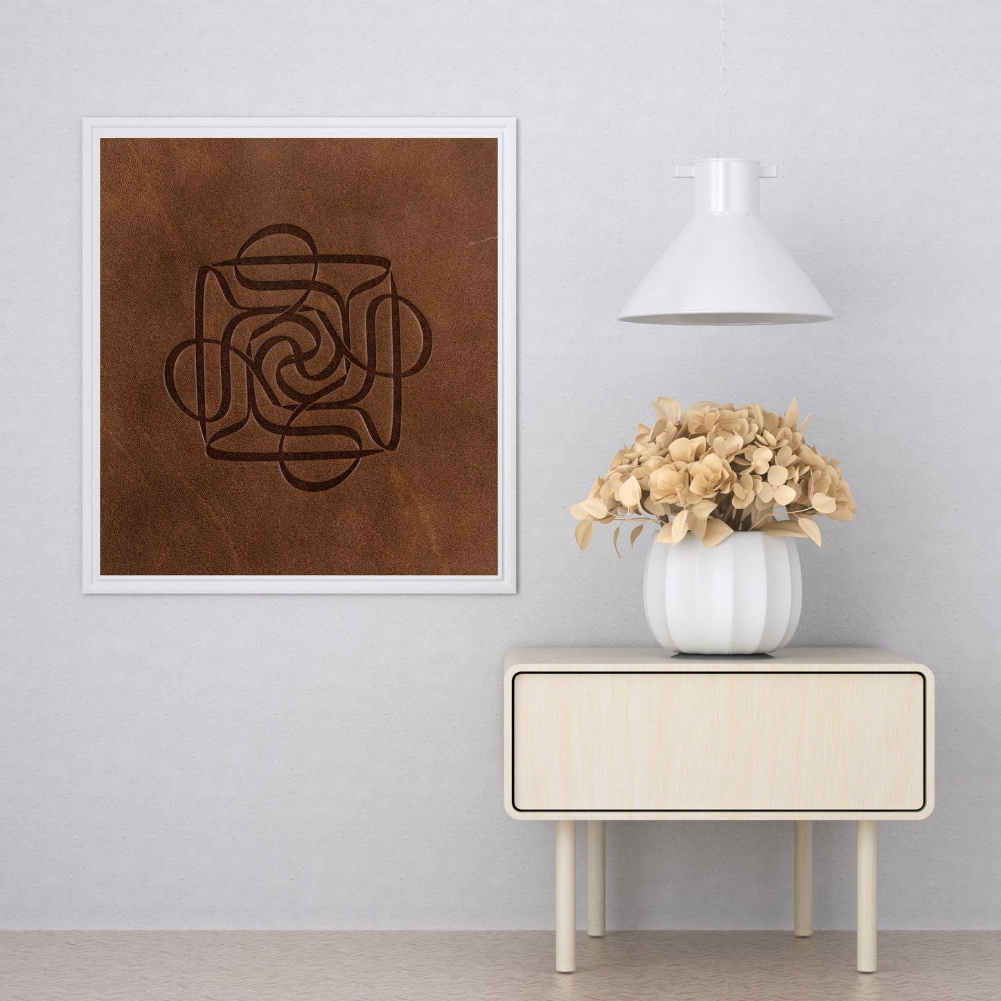 Dört Ali Kahverengi Deri Baskı Tablo