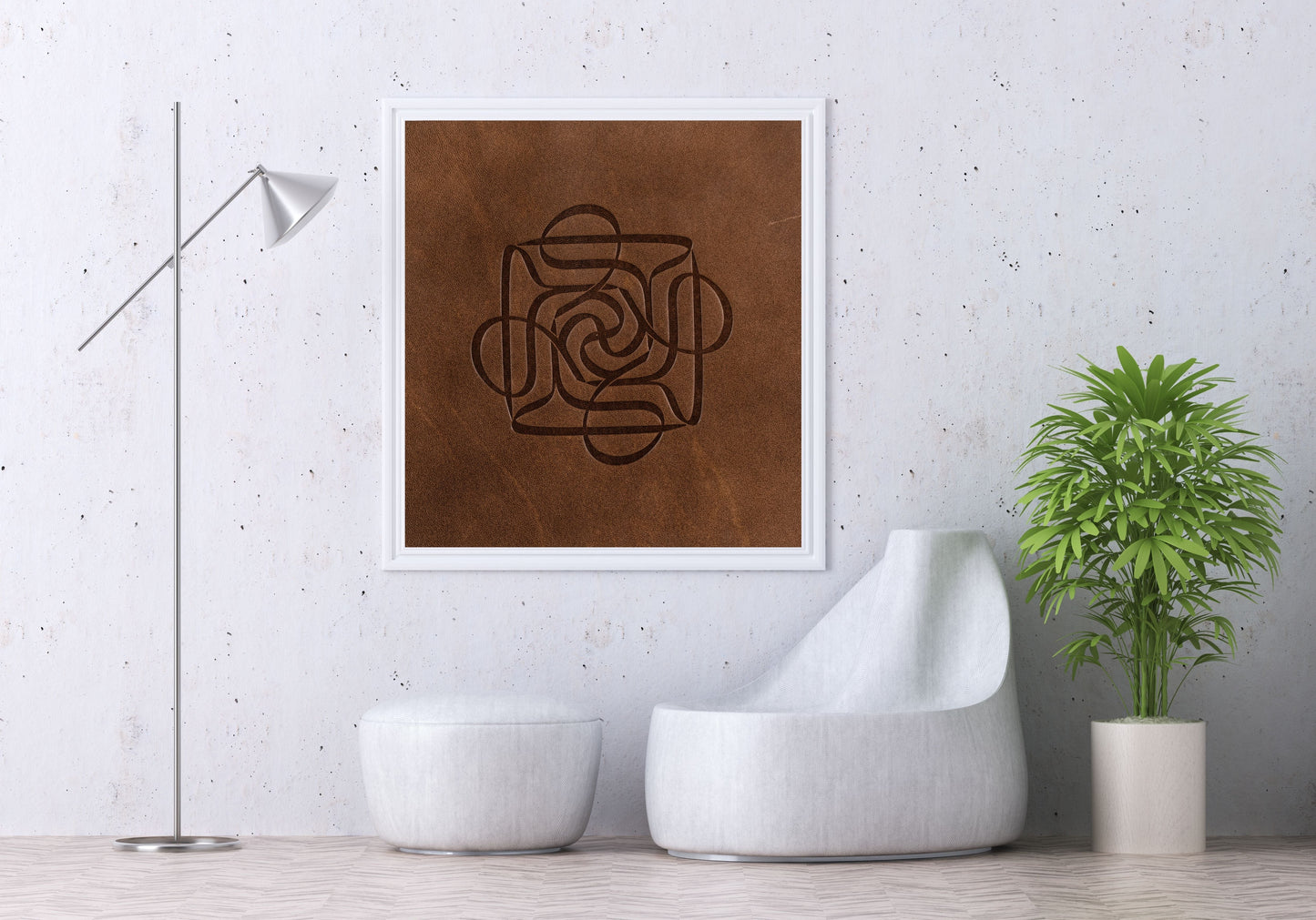 Dört Ali Kahverengi Deri Baskı Tablo