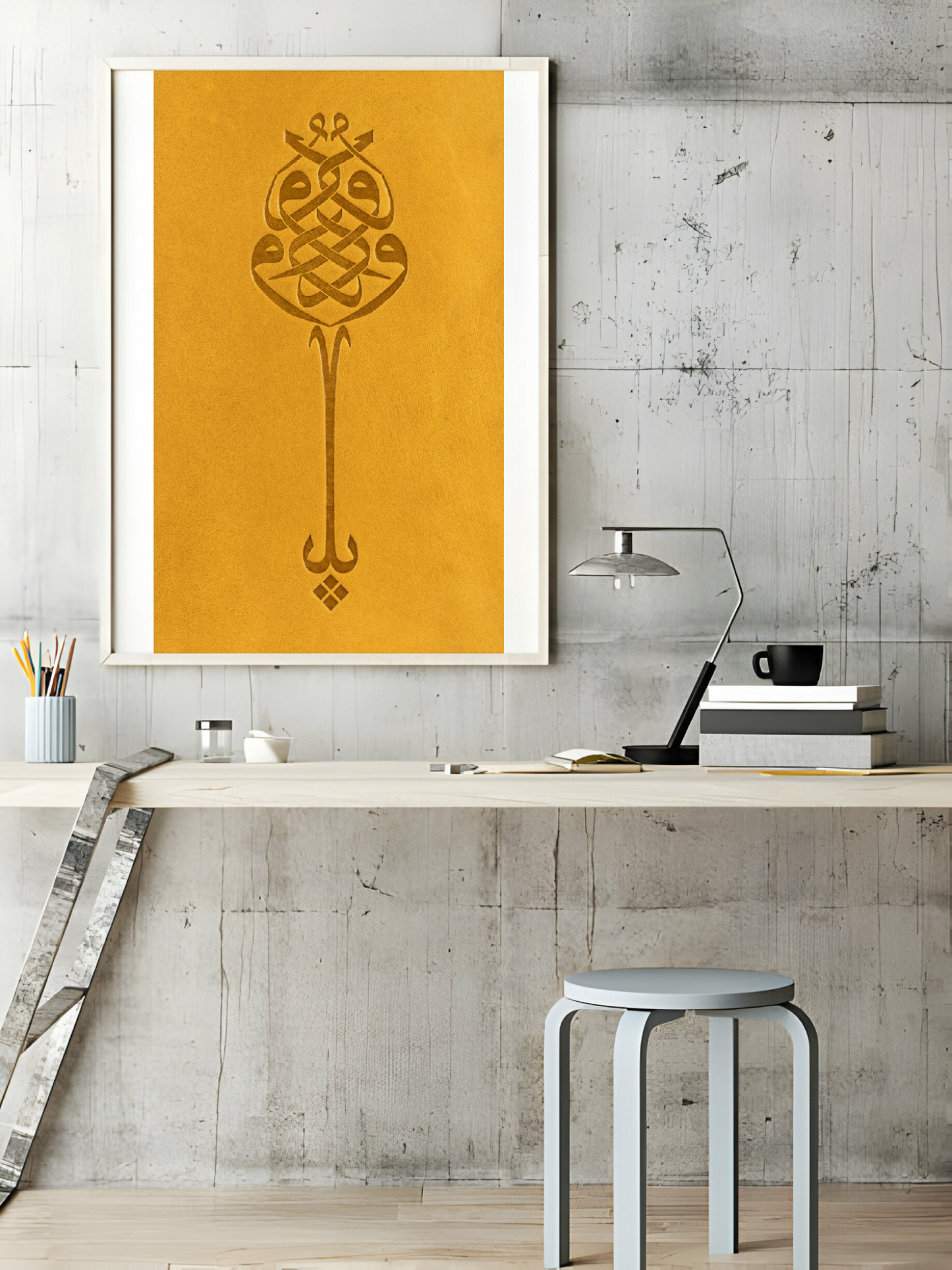 Ya Vedud Sarı Deri Baskı Tablo